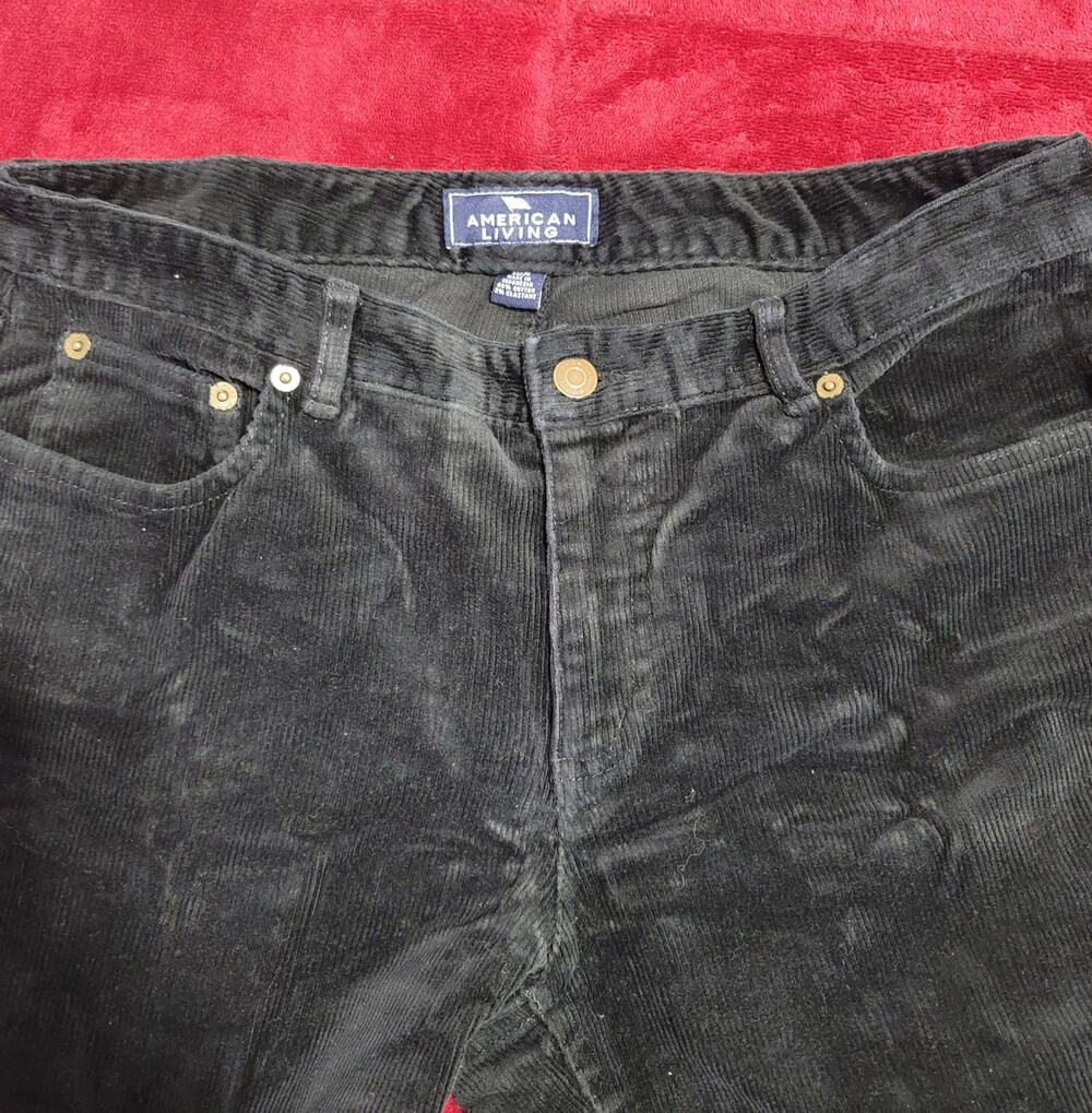 American Living Black Corduory Flat Front Jeans 10R Lightweight Soft Stretchy